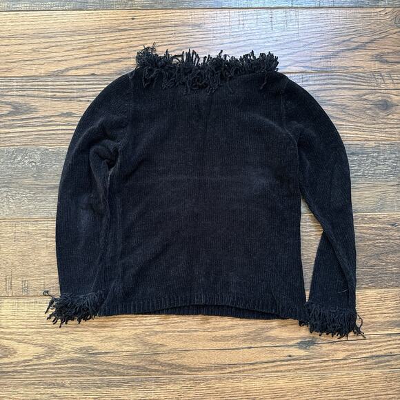 Vintage Y2K Designers Originals Studio Black Fringe Sweater Women’s S - Picture 2 of 5